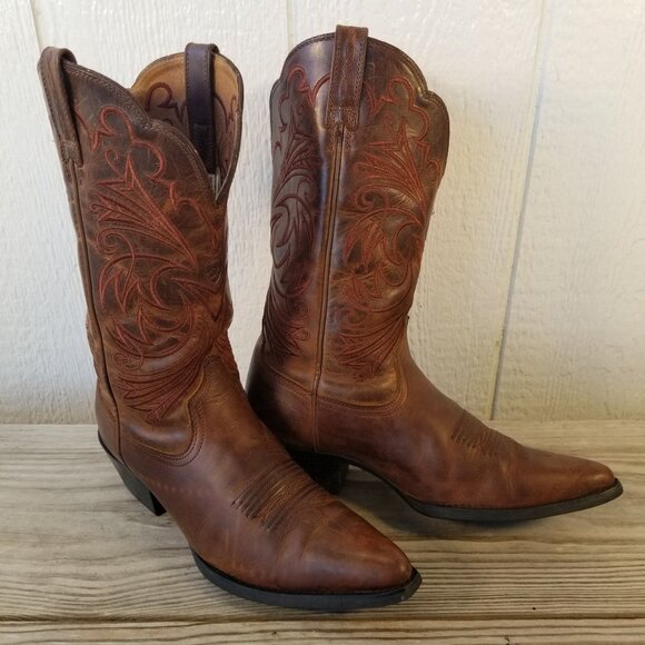 Ariat Heritage Womens Brown Leather Filigree Embroidered Western Boots 7.5 B - Picture 1 of 13